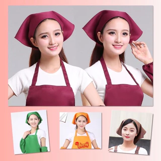 หมวกเชฟ ผ้าโพกหัว ทรงสามเหลี่ยม สีพื้น สไตล์ญี่ปุ่น สําหรับผู้หญิง ผู้ชาย ร้านอาหาร ทํางาน เบเกอรี่ คาเฟ่ พนักงานเสิร์ฟ
