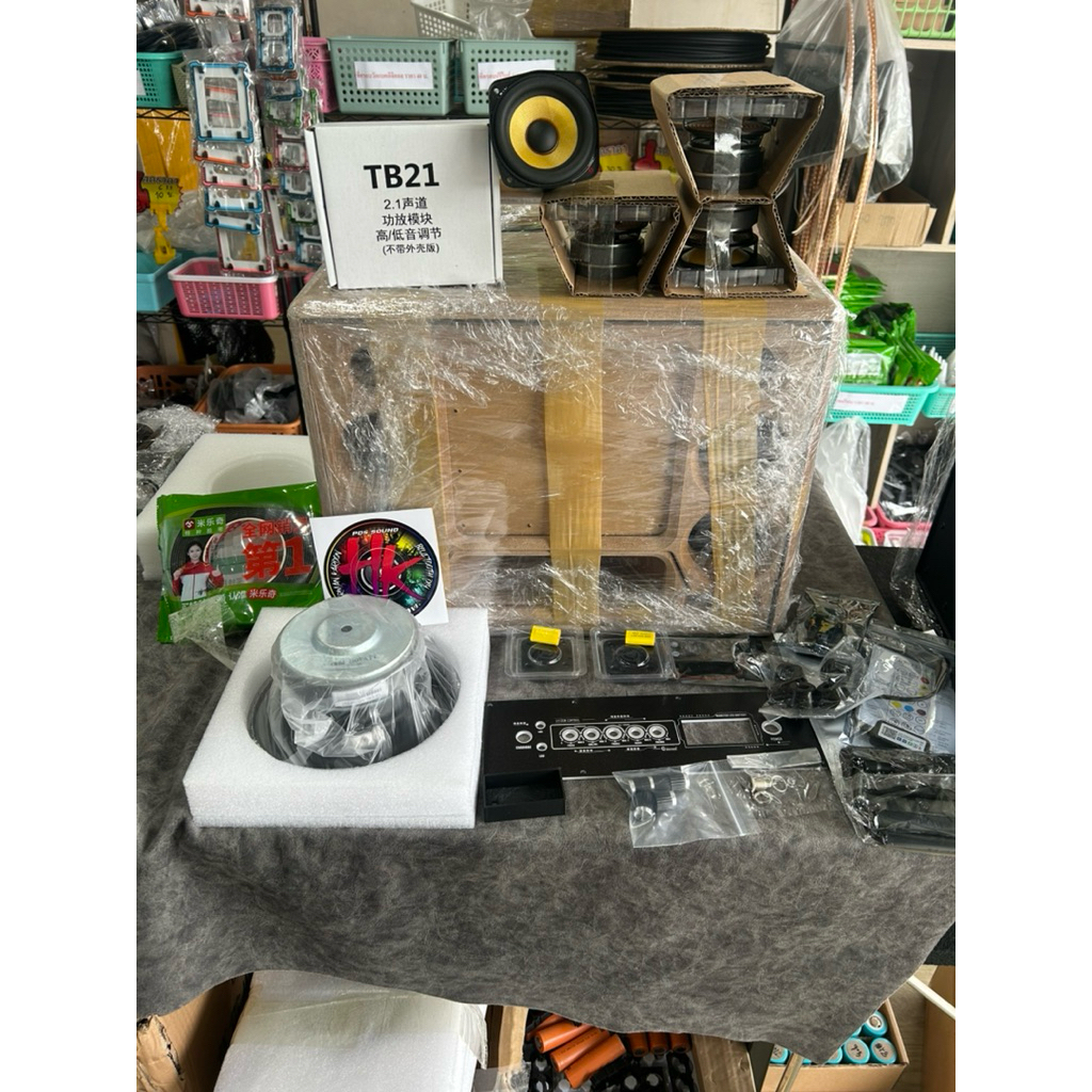 ตู้ลำโพงชุดประกอบ6.5นิ้วแบนพาสเบสแน่นของครบขาดแบต