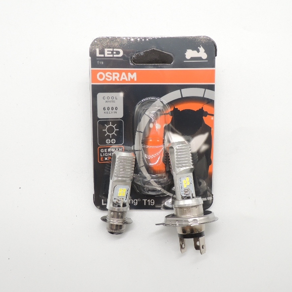 หลอดไฟหน้าOSRAM LED ออสแรม M5 (T19) AC/H4 แสงขาว 6000K Wave / Dream / Zoomer-X / Mio AC/DC แสงสีขาว ไม่ต้องแปลงใส่ได้