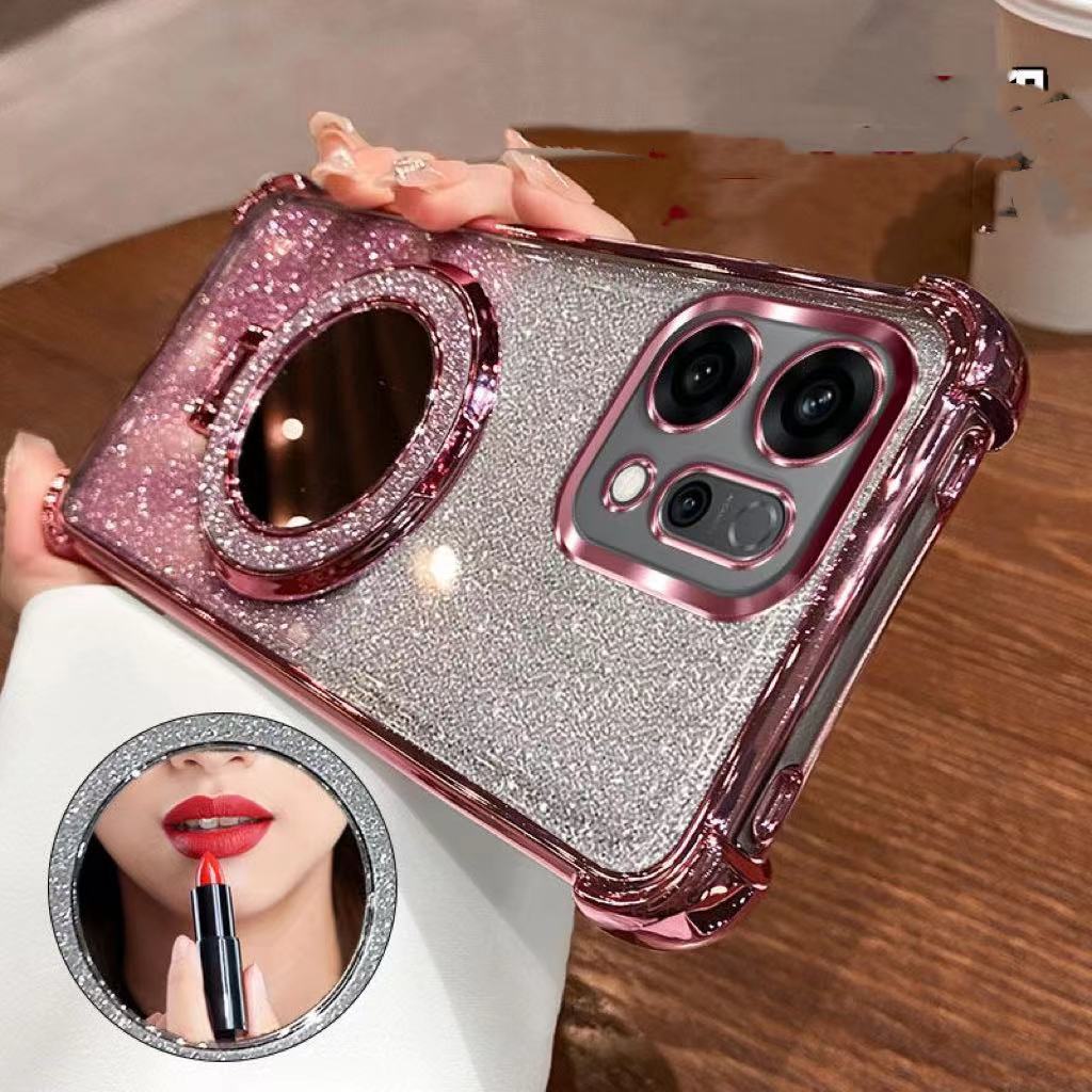 เคสกริตเตอร์ หรูหรา สำหรับ OPPO Reno13 14 14F find X9 X9Pro X9Ultra กันกระแทก ป้องกันกล้อง กระจก แต่งหน้า ตั้งได้ F2