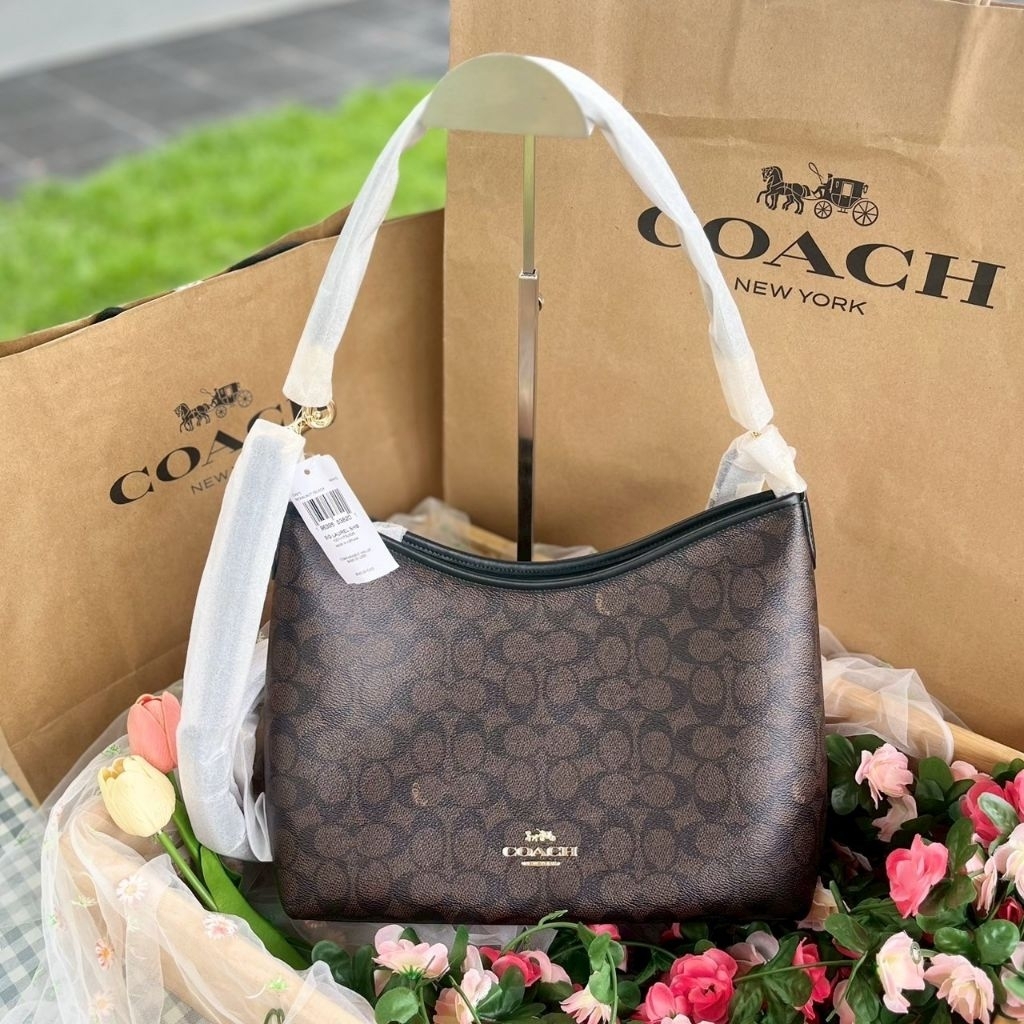 Coach laurel shoulder bag CV975 Walnut Black