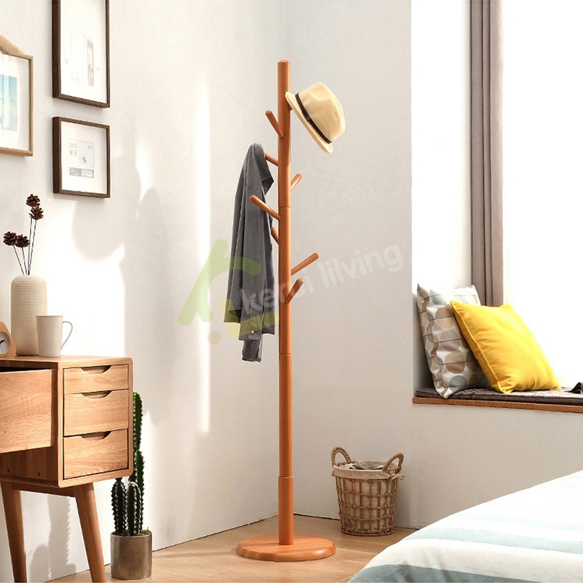 Allsking ราวแขวนเสื้อ Coat rack ราวไม้ ราวแขวนเสื้อผ้าแขวนกระเป๋า - รูปที่ 7