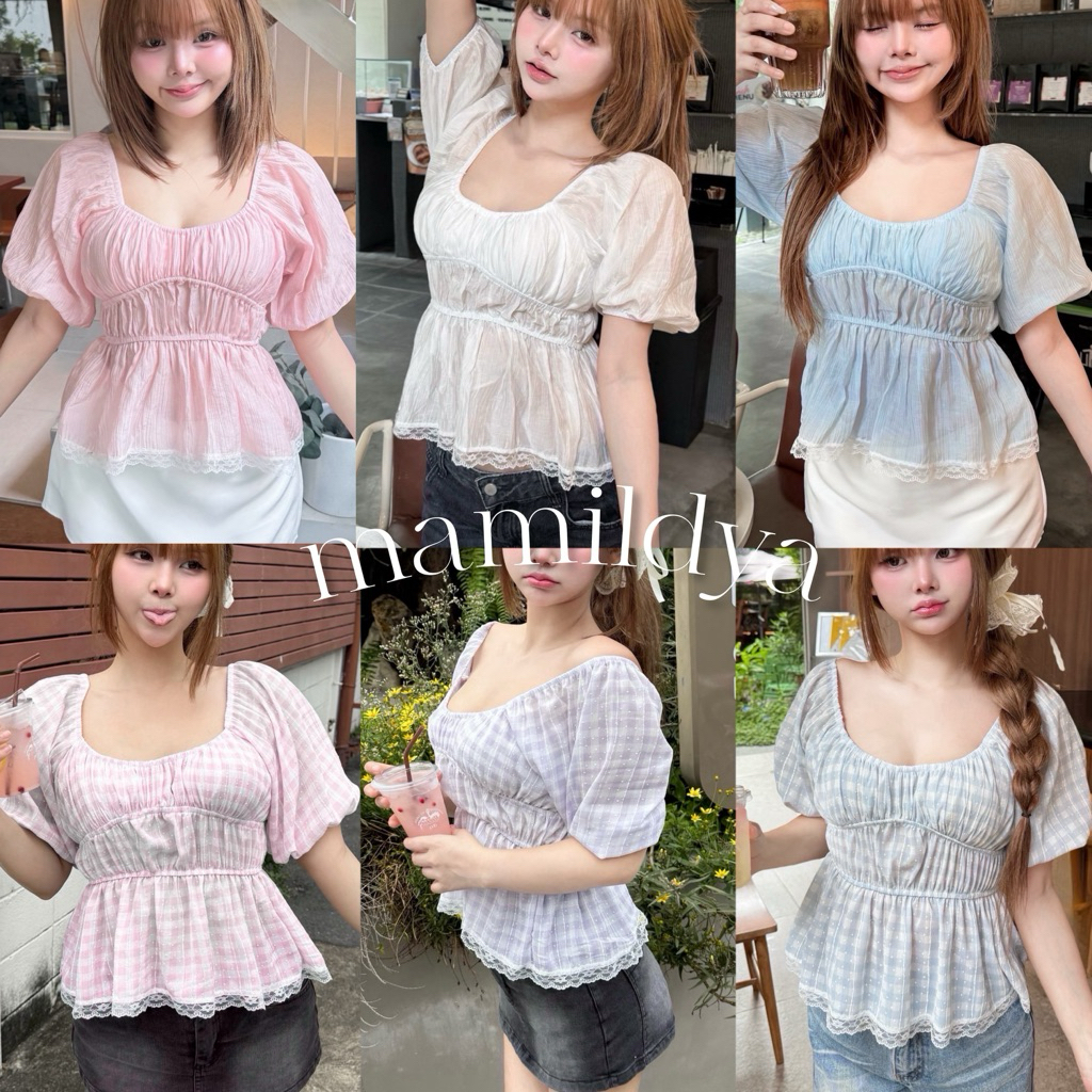 🌟Mamildya.shop🌟 เสื้อแขนตุ๊กตา แต่งลูกไม้ ปังสุดๆๆ/ J2-2/NUSA-พอง3⚫