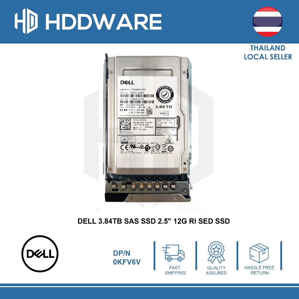 DELL 3.84TB SAS SSD 2.5" 12G RI SED SSD // 0KFV6V // SDFBE74DAB01 // KPM5WRUG3T84