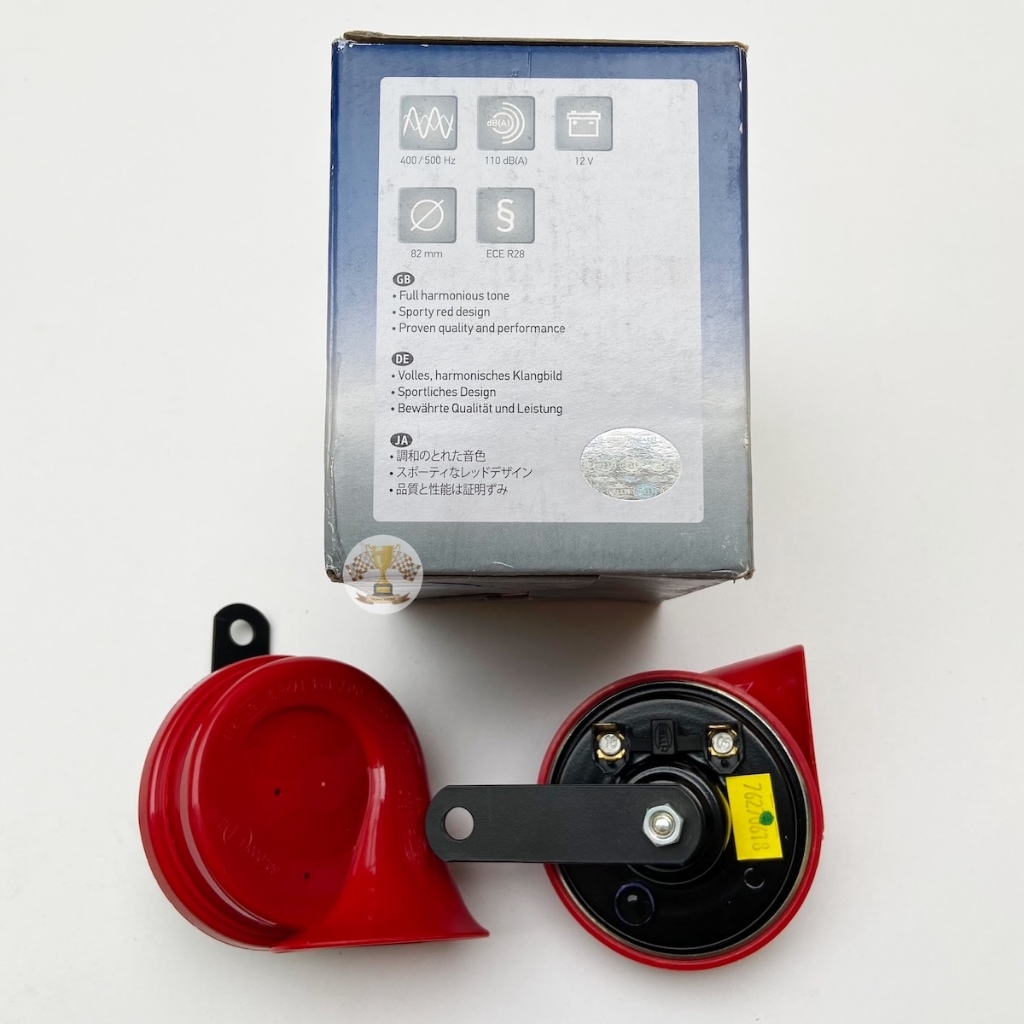 HELLA แท้ แตรหอย เสียงเบนซ์ HELLA RED 12V (1คู่) ใส่ได้ทั้งมอเตอร์ไซด์และรถยนต์ #สีแดง - รูปที่ 3