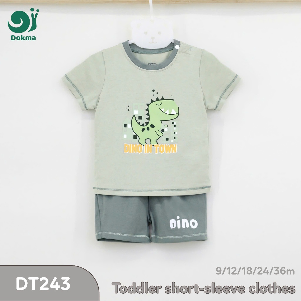 Dokma(7.9-14.2kg) DT243_gr  ชุดเสื้อแขนสั้นเด็ก ผ้าโมดาล (6-9M , 9-12M, 12-18M, 18-24M, 24-36M)
