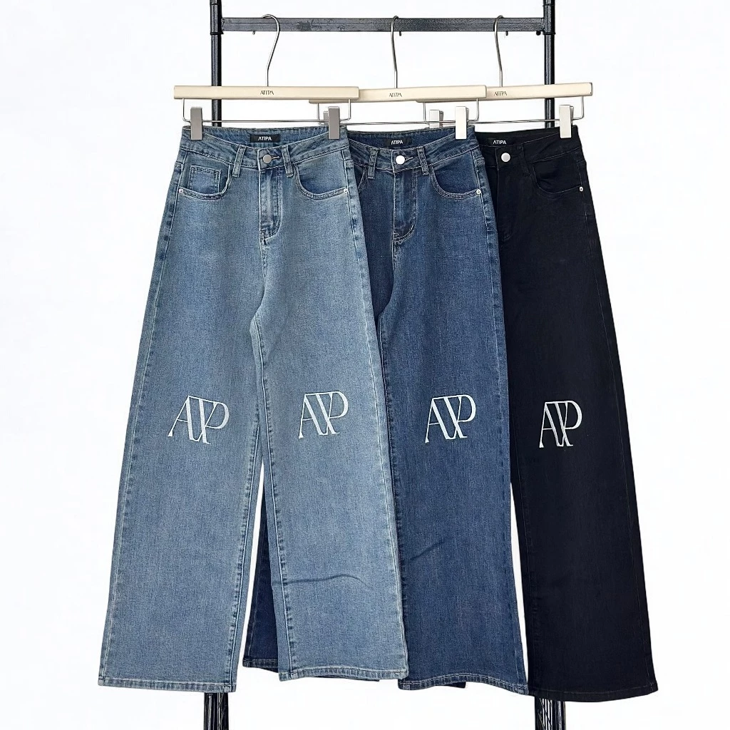 Atipashop - MYSTIC MONOGRAMMED ATP JEANS กางเกงยีนส์ ขายาว ทรงกระบอกกลาง