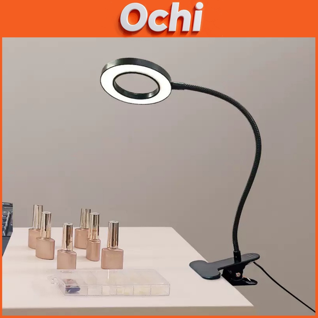 Ochi โคมไฟตั้งโต๊ะ LED อุณหภูมิสีสามระดับลดแสง10ระดับมุมปรับได้360°สายชาร์จ USB 1.6ม ไฟแต่งหน้า ไฟห้องนอน ไฟหัวเตียง