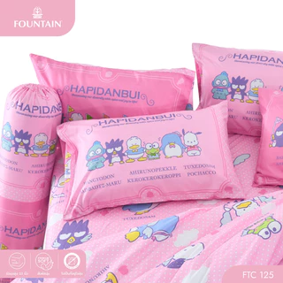 Fountain FTC125 การ์ตูน Hapidanbui ลิขสิทธิ์แท้ Sanrio สัมผัสนุ่มลื่น ชุดเครื่องนอนฟาวน์เทน ผ้าปูที่นอน ผ้านวม