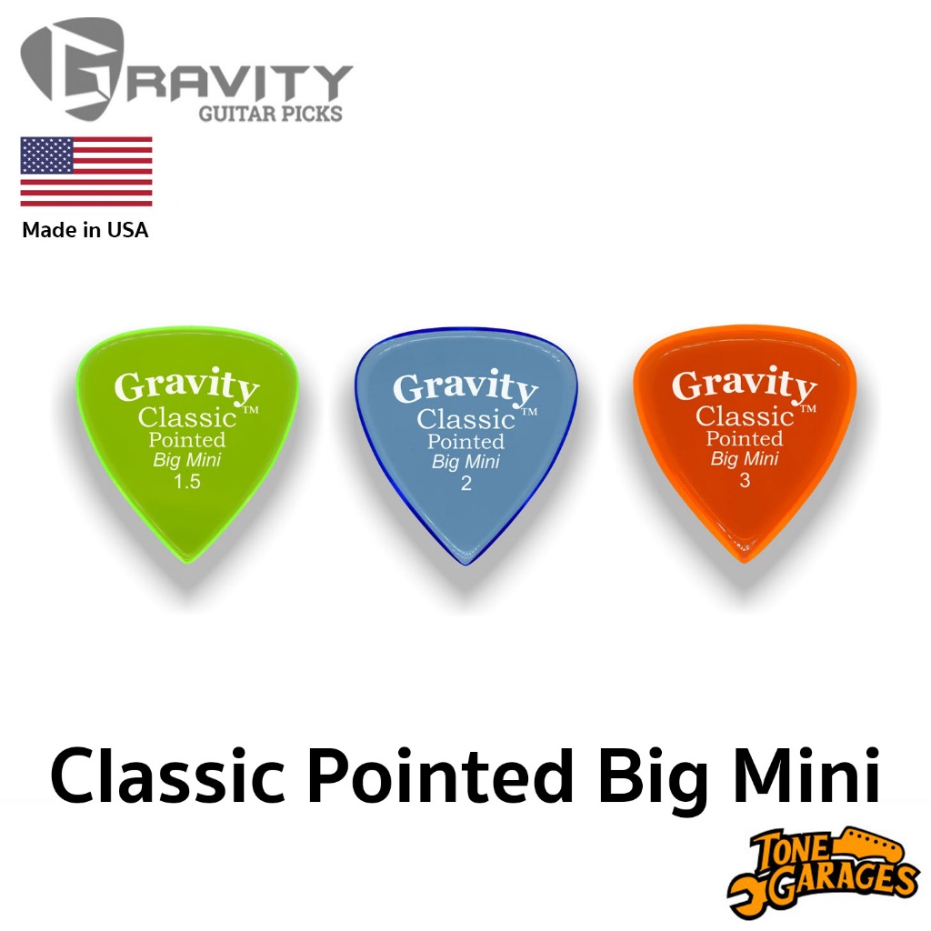ปิ๊กกีต้าร์ Gravity Picks Classic Pointed Big Mini ปิ๊กอะคริลิคขัดขอบเรียบ ของแท้ (หลายขนาด)