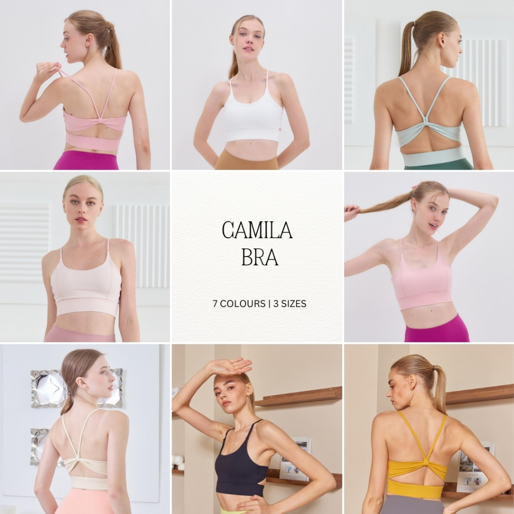 Camila Bra สปอร์ตบรา หลังโบว์ แห้งไว กระชับดีมาก มีฟองน้ำ บราออกกำลังกาย สปอร์ตบราผู้หญิง / พร้อมส่ง 7 สี 3 ไซส์จากไทย**