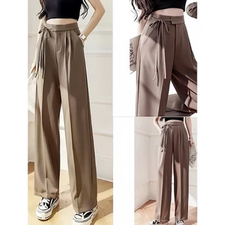 กางเกงสูทเอวสูงผูกโบว์สำหรับผู้หญิง มีพร้อมส่ง [S-2XL] กางเกงหรู เนื้อผ้าดี ทรงสวย