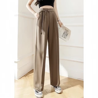กางเกงสูทเอวสูงผูกโบว์สำหรับผู้หญิง มีพร้อมส่ง [S-2XL] กางเกงหรู เนื้อผ้าดี ทรงสวย