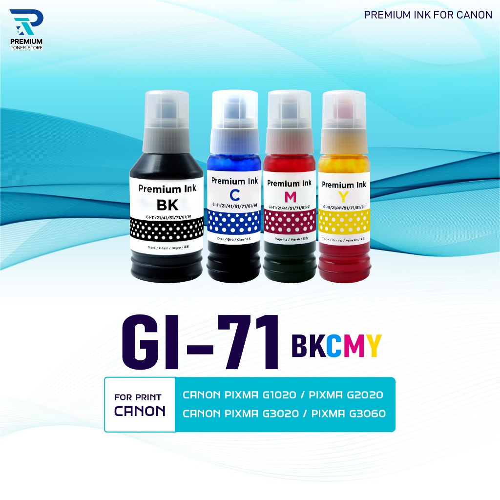 หมึกน้ำพิมพ์ INK /Canon Refill/GI-71/GI71/BK/C/M/Y ใช้กับเครื่องปริ้น CANON PIXMA G1020/G2020/G3020/