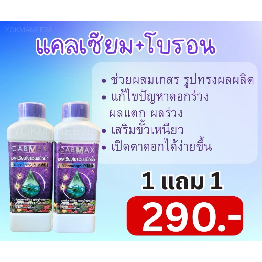 ปุ๋ยน้ำแคลเซี่ยมโบรอน CABMAX 1 ลิตร แถม CABMAX 1 ลิตร