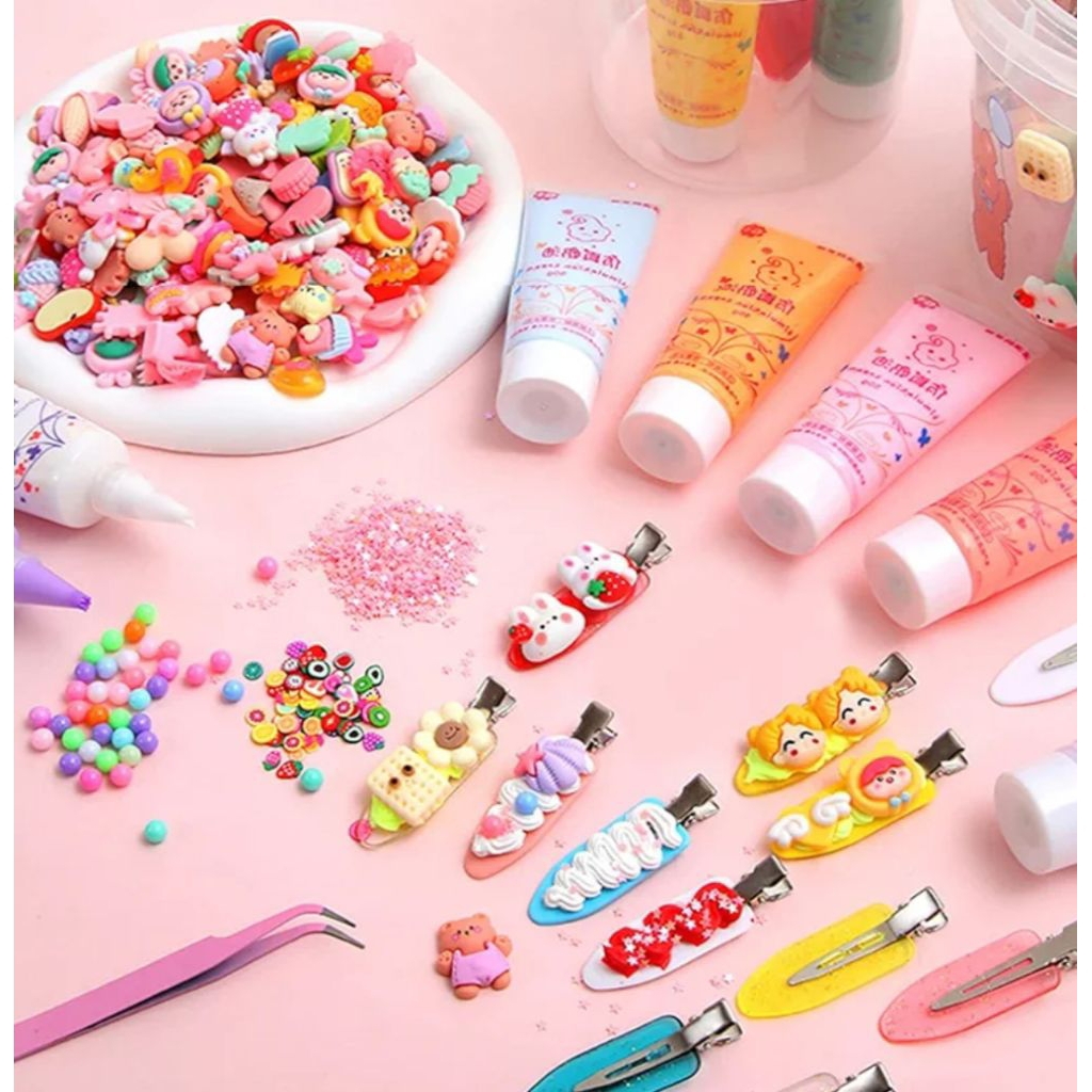 พร้อมส่ง 👉 วิปครีมปลอม กาวครีม ชุดทำกิ๊ฟ แก้ว ขนม  DIY พร้อมอุปกรณ์ ** เลือกแบบ สุ่มสี**