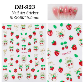 สติกเกอร์ติดเล็บ สำหรับตกแต่งเล็บ ลายสตอเบอรี่ ลายเชอรี่ 3D แผ่นละ 9 บาท