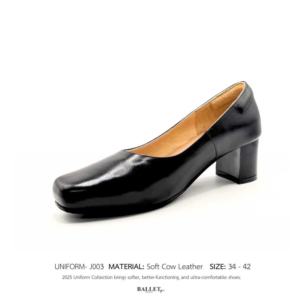 Ballet Shoes Original - รองเท้าคัทชูหนังแท้ Uniform รุ่น J003 (ส้นสูง 2 นิ้ว) - รูปที่ 3