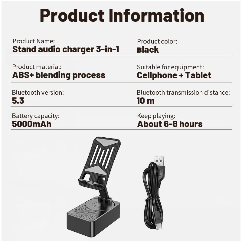 【พร้อมส่ง】ขาตั้งโทรศัพท์มือถือ 3in1 ที่วางโทรศัพท์มือถือ พร้อมลําโพงบลูทูธไร้สาย และฐานกันลื่น - รูปที่ 2