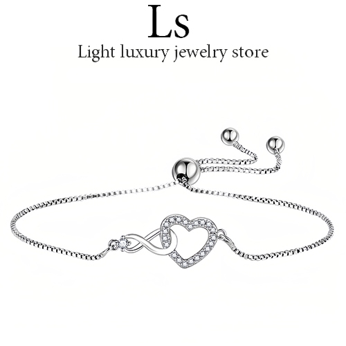 LS jewelry ✨ ข้อมือเงิน Interlocking สร้อยข้อมือปรับได้ กำไลเงินแท้ กำไลเพชร สร้อยข้อมือหัวใจ
