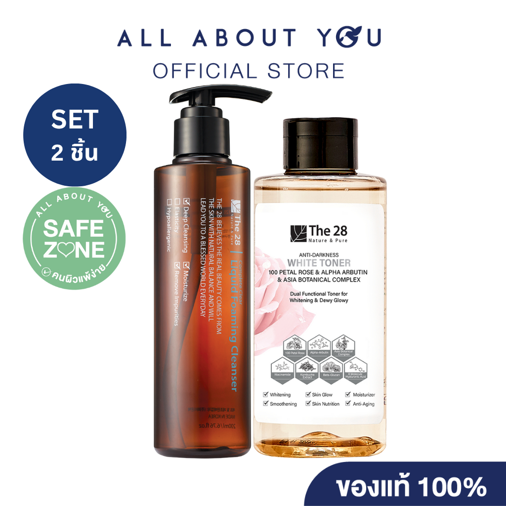 SET The28 | Complete Clear Liquid Foaming Cleanser 180 ml.+The28 Anti-Darkness White Toner 320 ml.