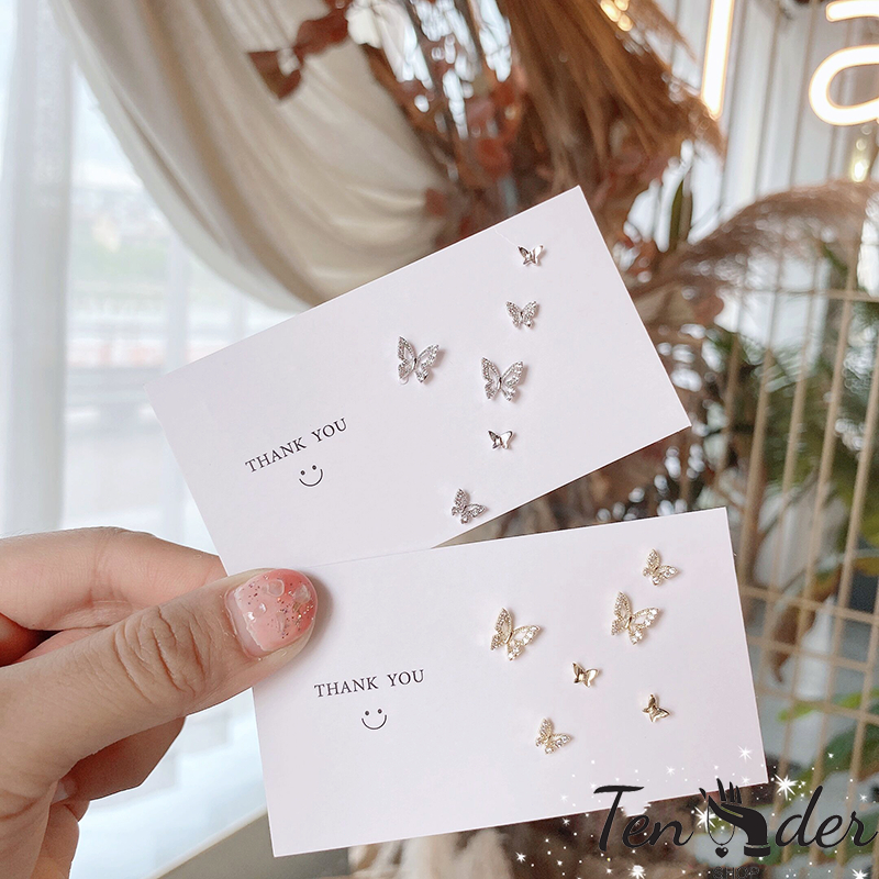 COD-ส่งเร็วจากไทย🎀เซต3ชิ้น S925ต่างหูสตั๊ดรูปผีเสื้อ สไตล์หรูหราแสง สำหรับผู้หญิง เครื่องประดับแฟชั่น ไม่ทําให้แพ้ง่าย-T