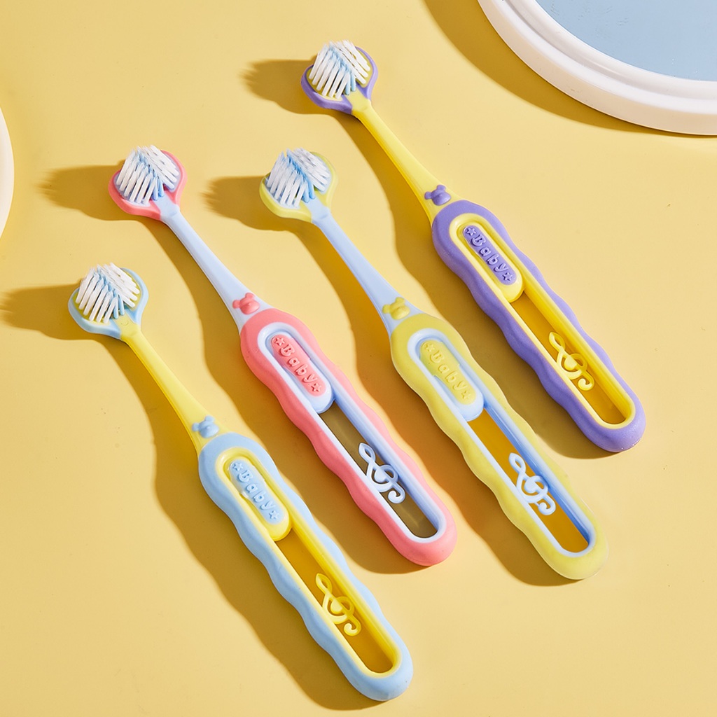 แปรงสีฟันสามด้านทำความสะอาดแบบ 3D สำหรับเด็ก แปรงสีฟันสามด้านขนอ่อน สำหรับเด็กอายุ 3-12 ปี ช่วงเปลี่ยนฟัน - รูปที่ 7