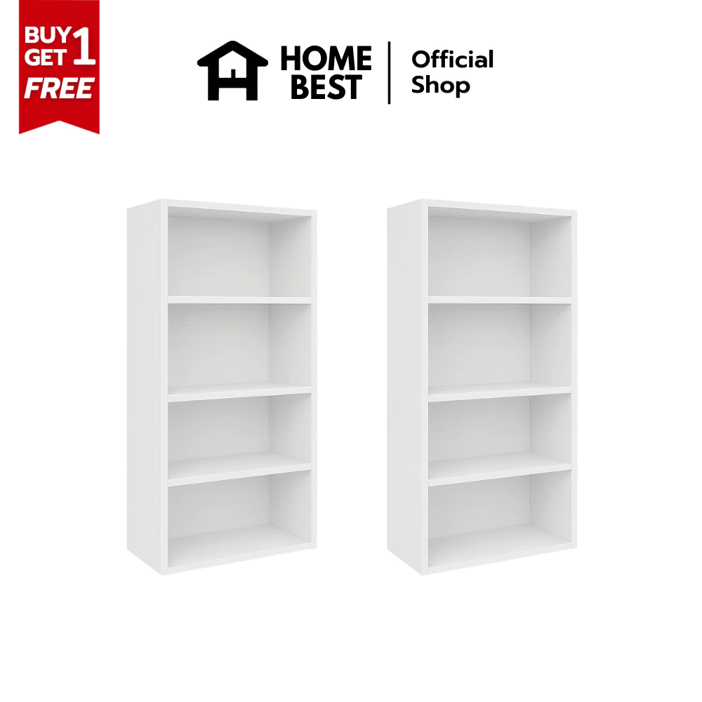 [ ซื้อ 1 แถม 1 ] Home Best ชั้นวางของ 4 ชั้น ชั้นวางอเนกประสงค์ ชั้นวางหนังสือ ดีไซน์ทันสมัย