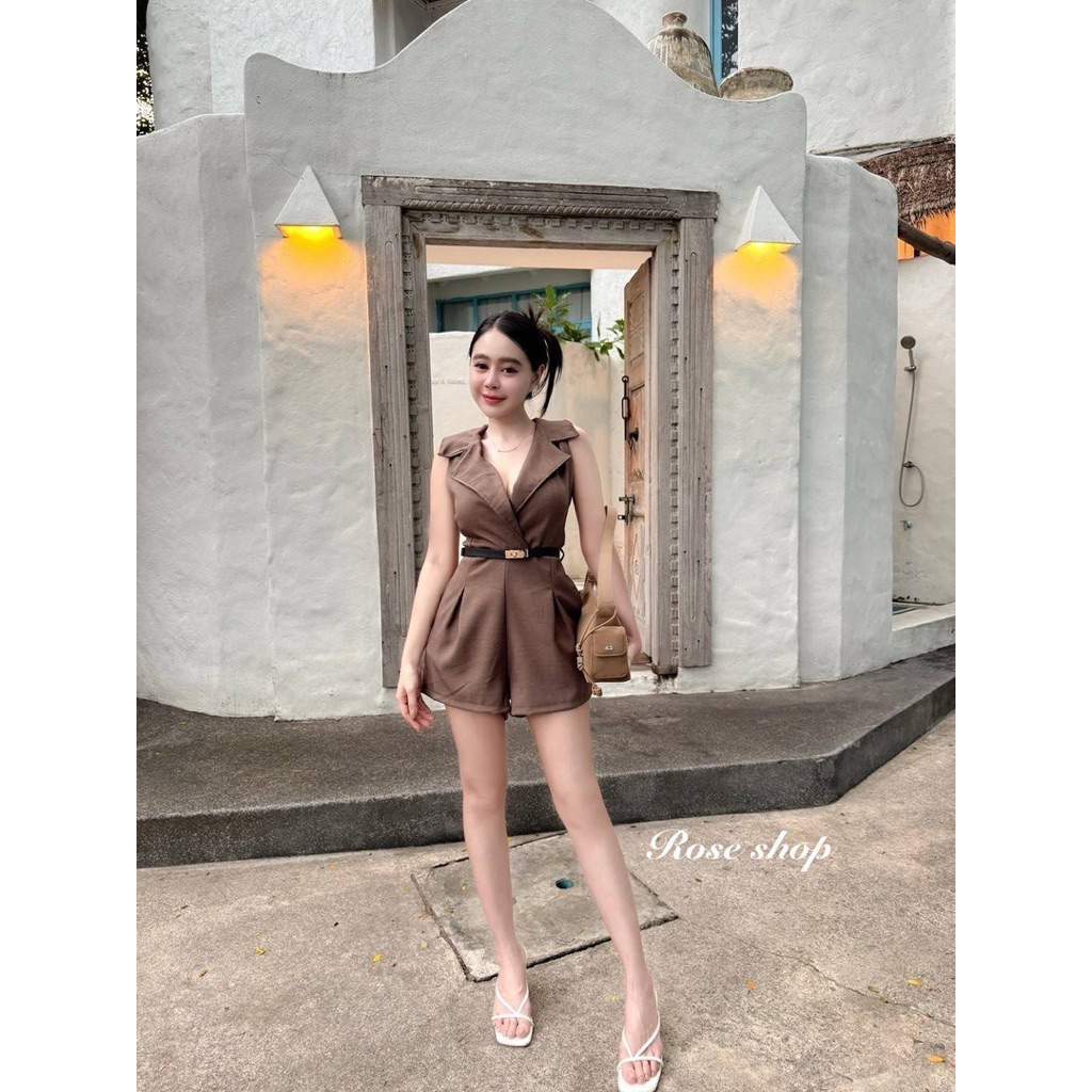 #Ontop คอลใหม่ เสื้อคอปกจั้มสูทแขนเว้าผ้า Show มาพร้อมเข็มขัด งานจริงสวย ดูหรู