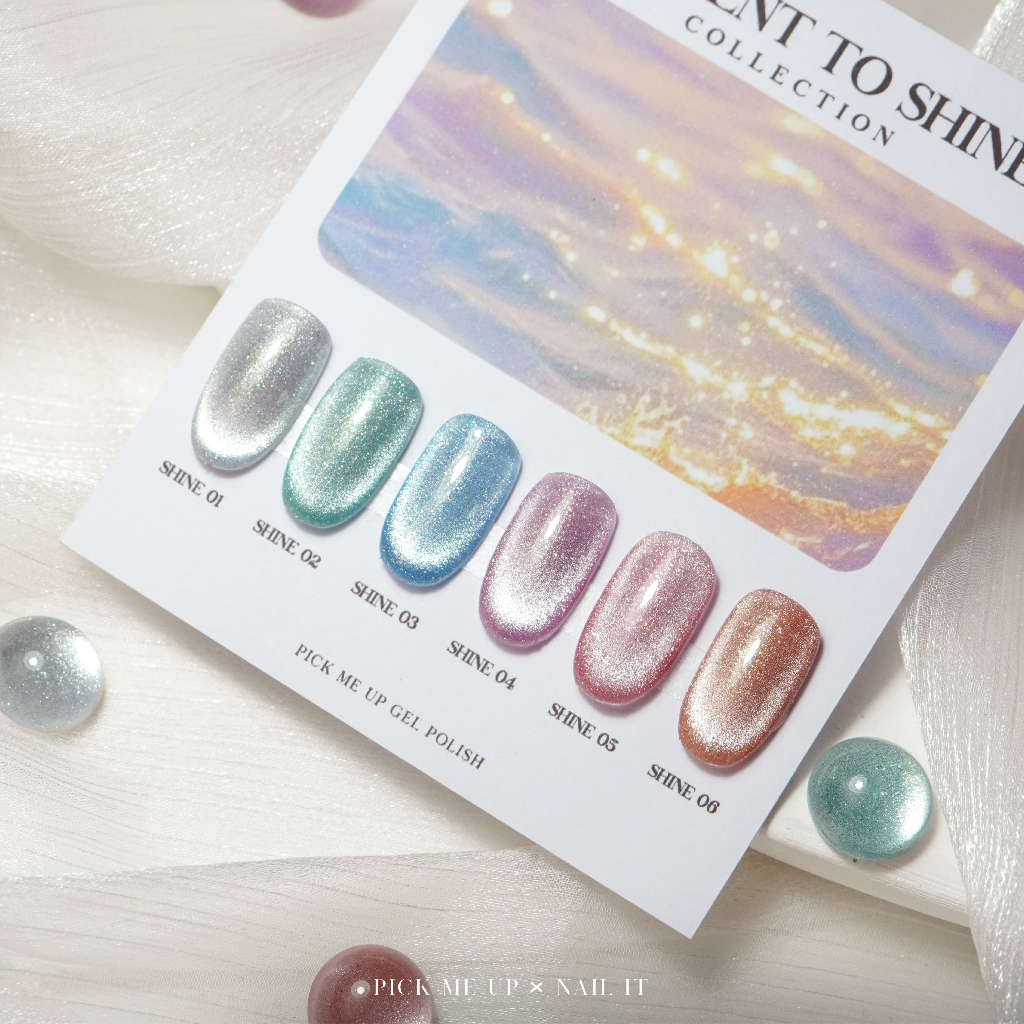 คอลเลคชันใหม่! เซทสีเจลทาเล็บ Pick Me Up - Moment To Shine Collection 6 เฉดสี ขนาด 15 ml.  เด็ก 3+ คนท้องทาได้ แบรนด์ไทย