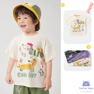 เสื้อยืดเด็กผ้าฝ้าย เสื้อยืดเด็กคอกลม ลายสัตว์น่ารัก! สำหรับ 1-6 ขวบ ใส่สบายหายห่วง