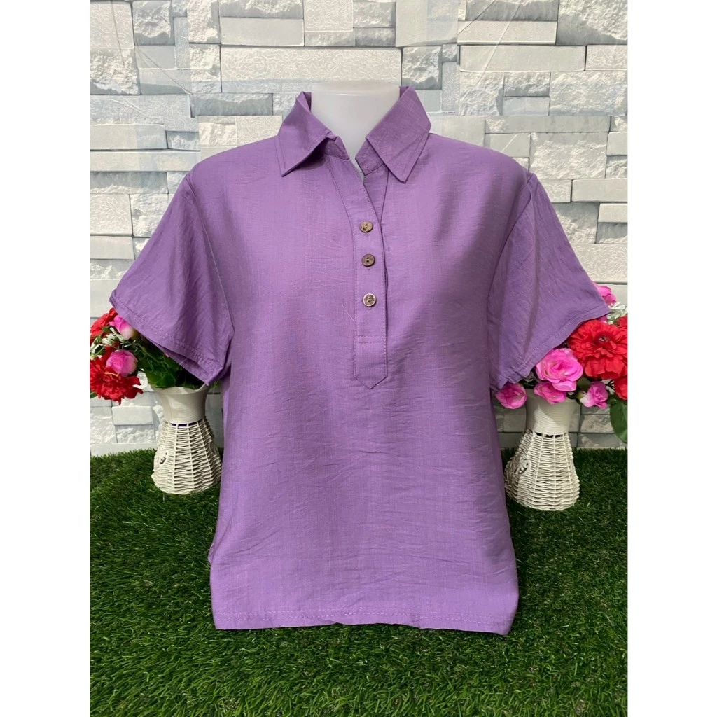 เสื้อคอปก ผ้าสปัน เสื้อคุณแม่ เนื้อผ้าเบาใส่สบาย รอบอก40-44นิ้ว รุ่น603