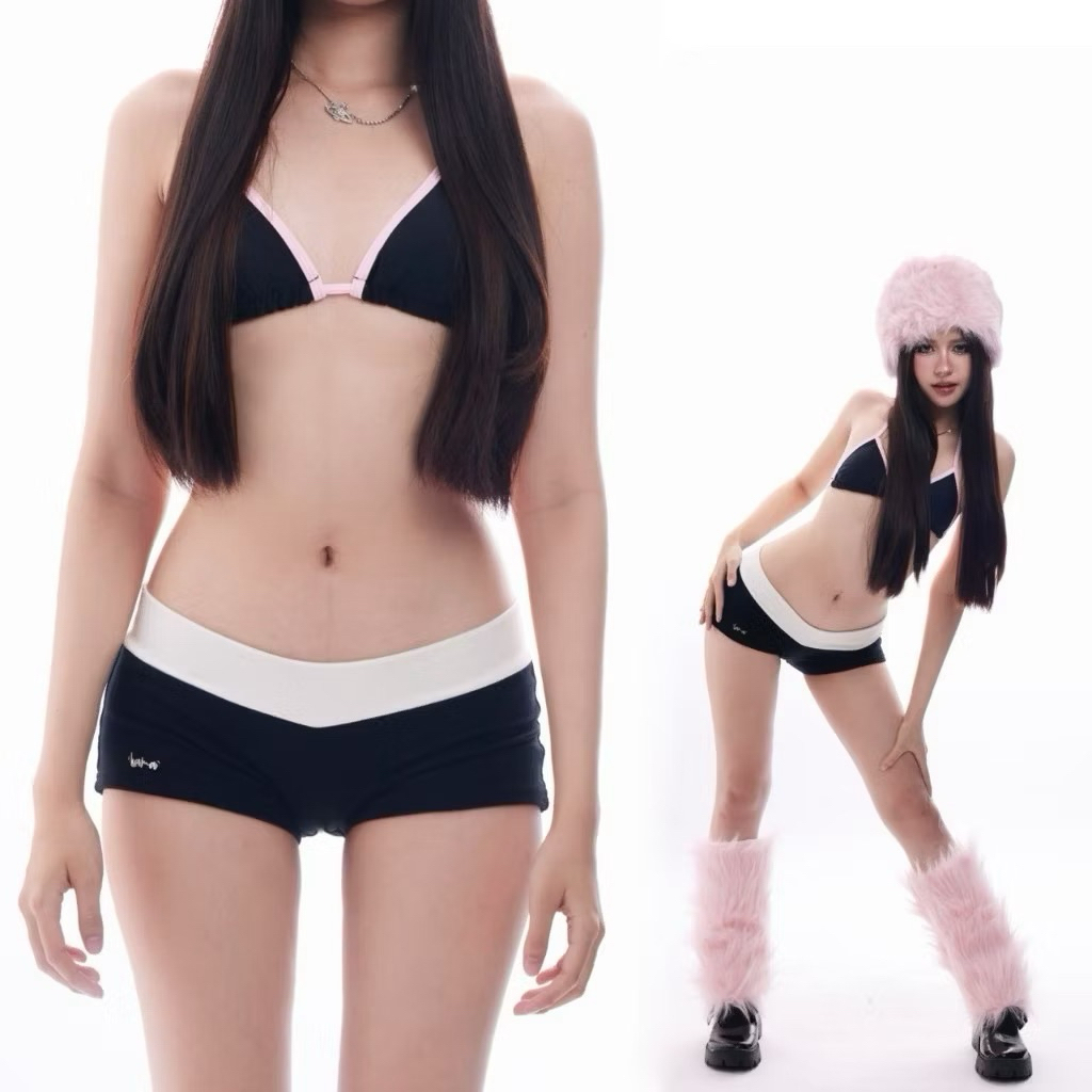 Babie Shorts กางเกงเอวต่ำ ปักอะไหล่ Lama