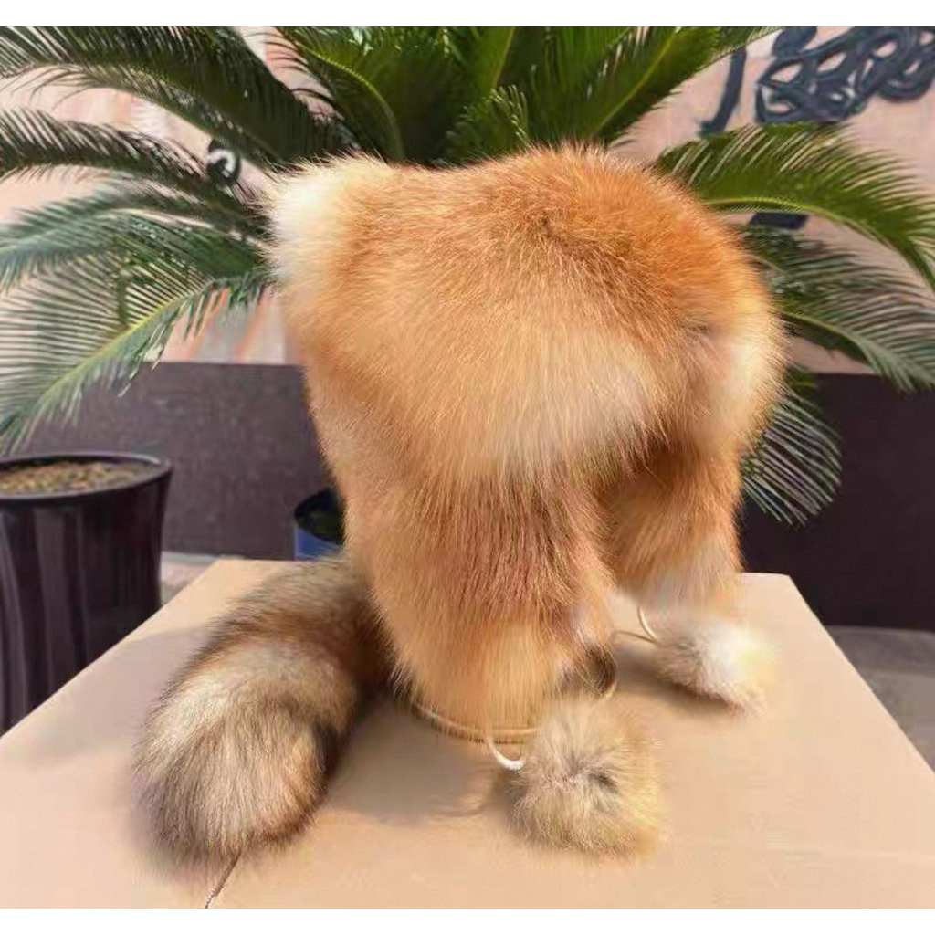 นำเข้า 🦊❄️ หมวกขนแท้ Raccoon Fur Hat รุ่น THS Selected – ใส่ได้ทั้งเด็กและผู้ใหญ่  Unisex Winter Fur