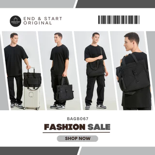 BAGB067 กระเป๋า END&START Tote Bag สะพายข้าง/ถือ ใส่ipad 13" ช่องเยอะ มีสายรัดกระเป๋าเดินทาง เบาสบาย