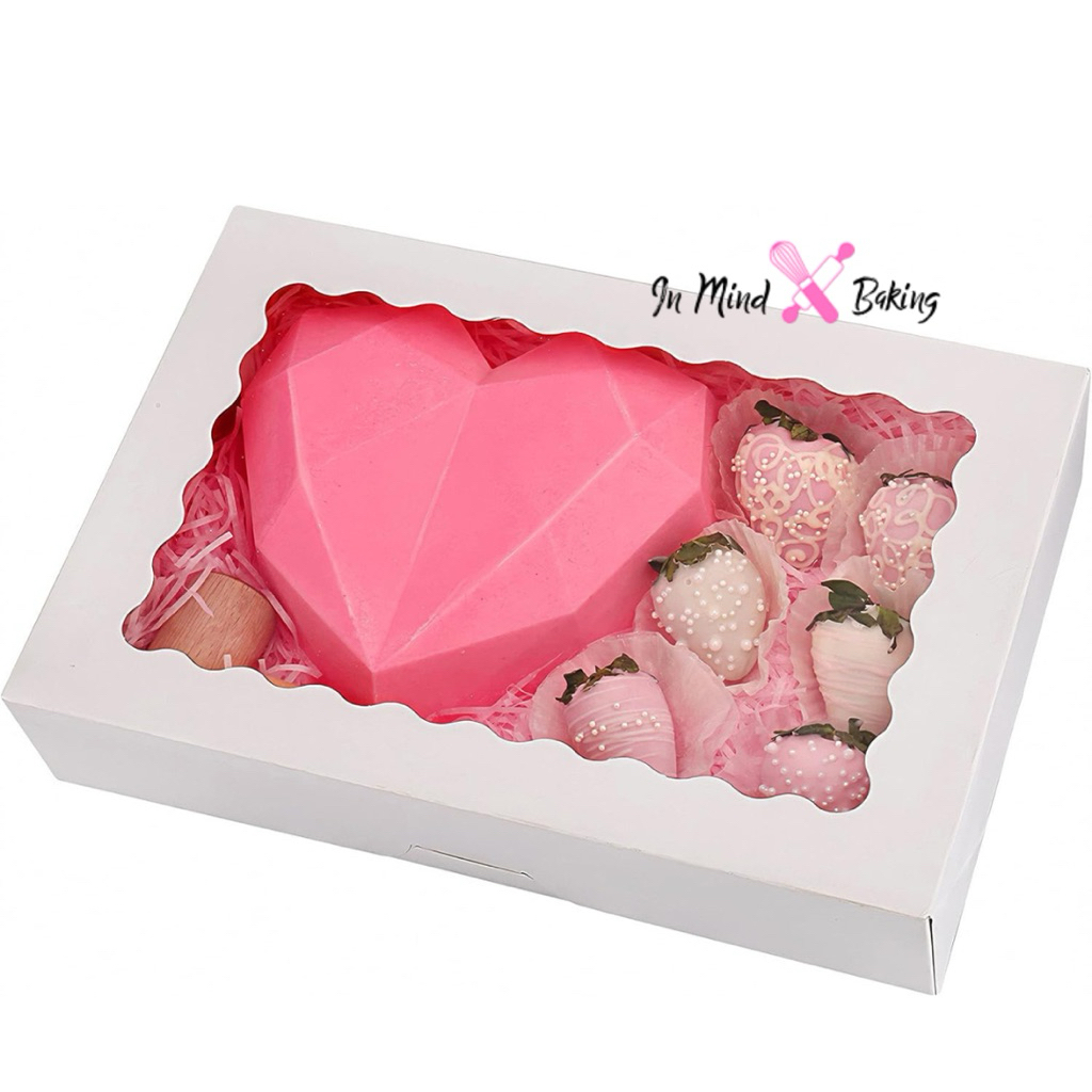 กล่องขนมสีขาว หน้าต่างฝาใส AUTO POP-UP BOX