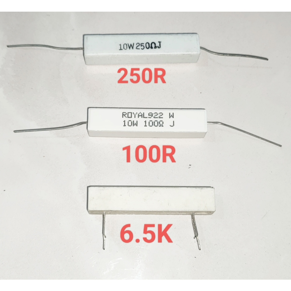 100R , 250R , 6.5K 10วัตต์ Cement Resistor Rกระเบื้อง เลือกสินค้า