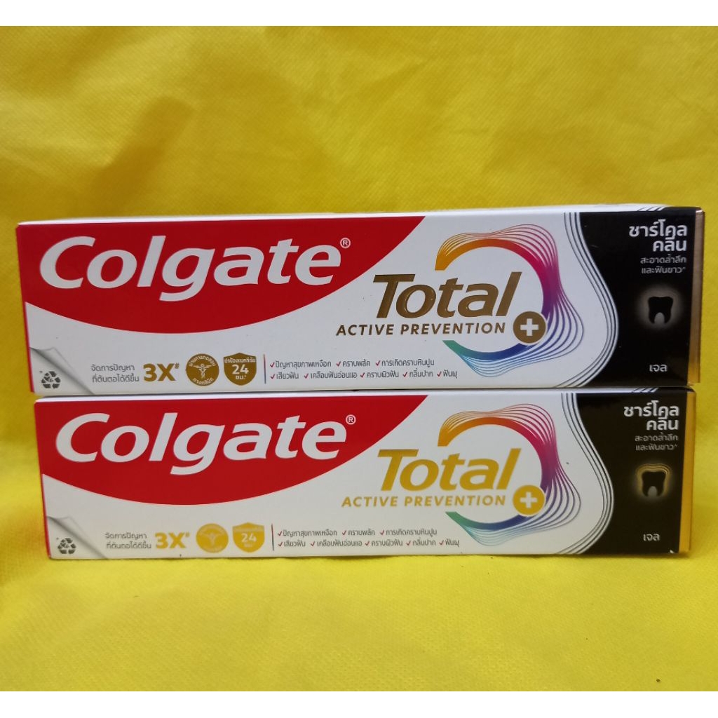[แพ็คคู่] สูตรใหม่ Colgate Toothpaste Total Charcoal Deep Clean 150 g. , ยาสีฟัน คอลเกต ชาร์โคล เจล