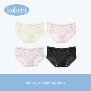 ⭐KOBENI⭐【แพ็ค 3ตัว】กางเกงชั้นใน แต่งโบว์ มีขอบลูกไม้ ใส่สบาย แบบบาง เอวกลาง ระบายอากาศ ขนาด L-XL