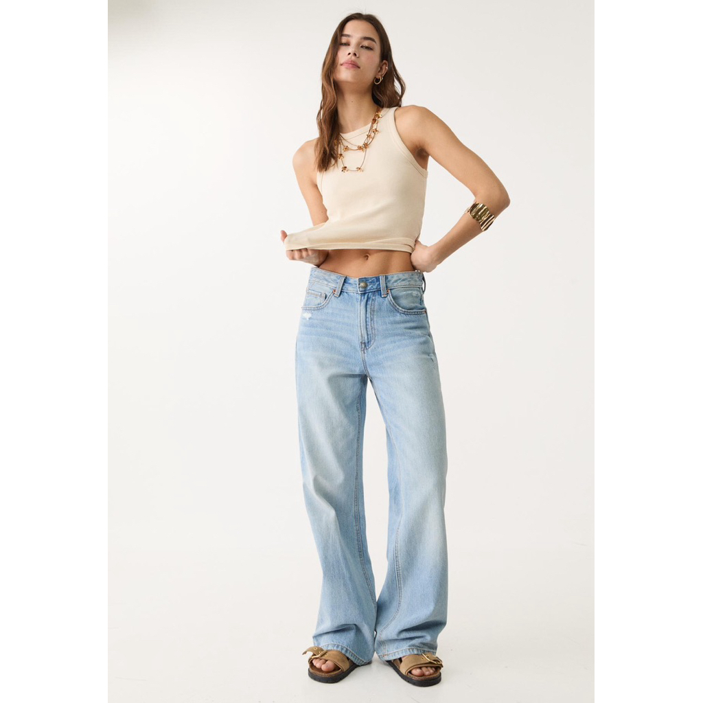กางเกงยีนส์ Stradivarius D92 STRAIGHT WIDE-LEG JEANS