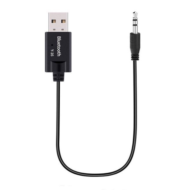 สายรับสัญญาณบูลทูธ5.0 Y16 USB+3.5มิล(AUX) สำหรับเปิดเพลง ตัวรับสัญญาณบูลทูธในรถยนต์ พร้อมส่งไวทุกวันจากไทย