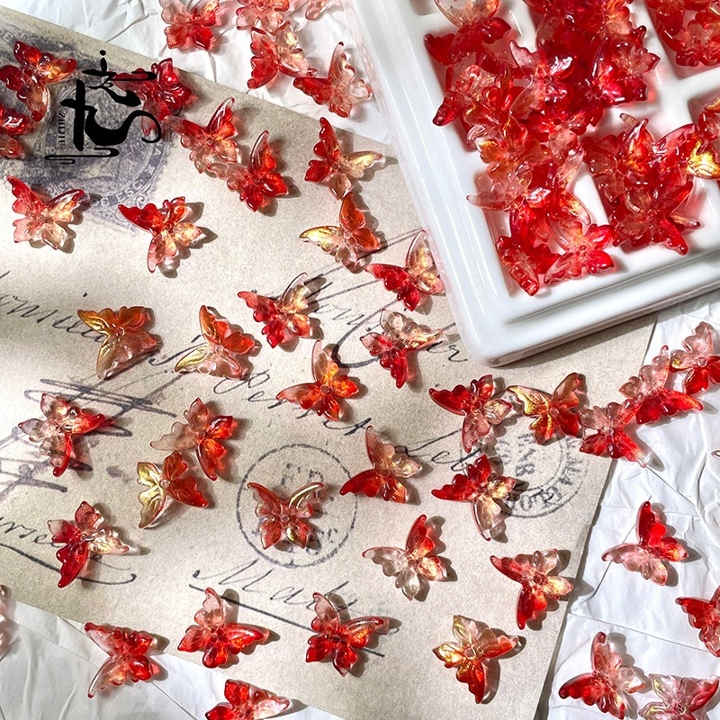 ลูกปัด ผีเสื้อ มีหลายสีให้เลือก สีทูโทน อุปกรณ์เสริมงานฝืมือDIY ใช้สำหรับทำเครื่องตกแต่งขื้นชิ้นงานต่าง