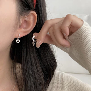 🍒♡มีส่งด่วน♡🍒 (1คู่) ต่างหูเงิน ต่างหูห่วง ตุ้มหูรูปหัวใจ พร้อมส่ง