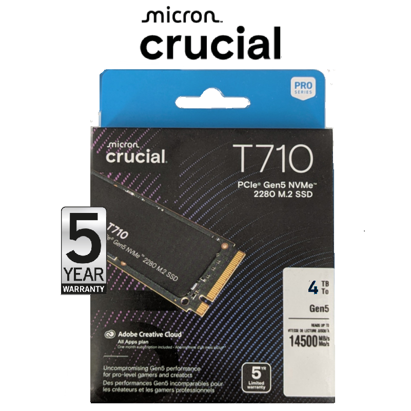Crucial 4TB T710 PCIe Gen 5 NVMe M.2 SSD