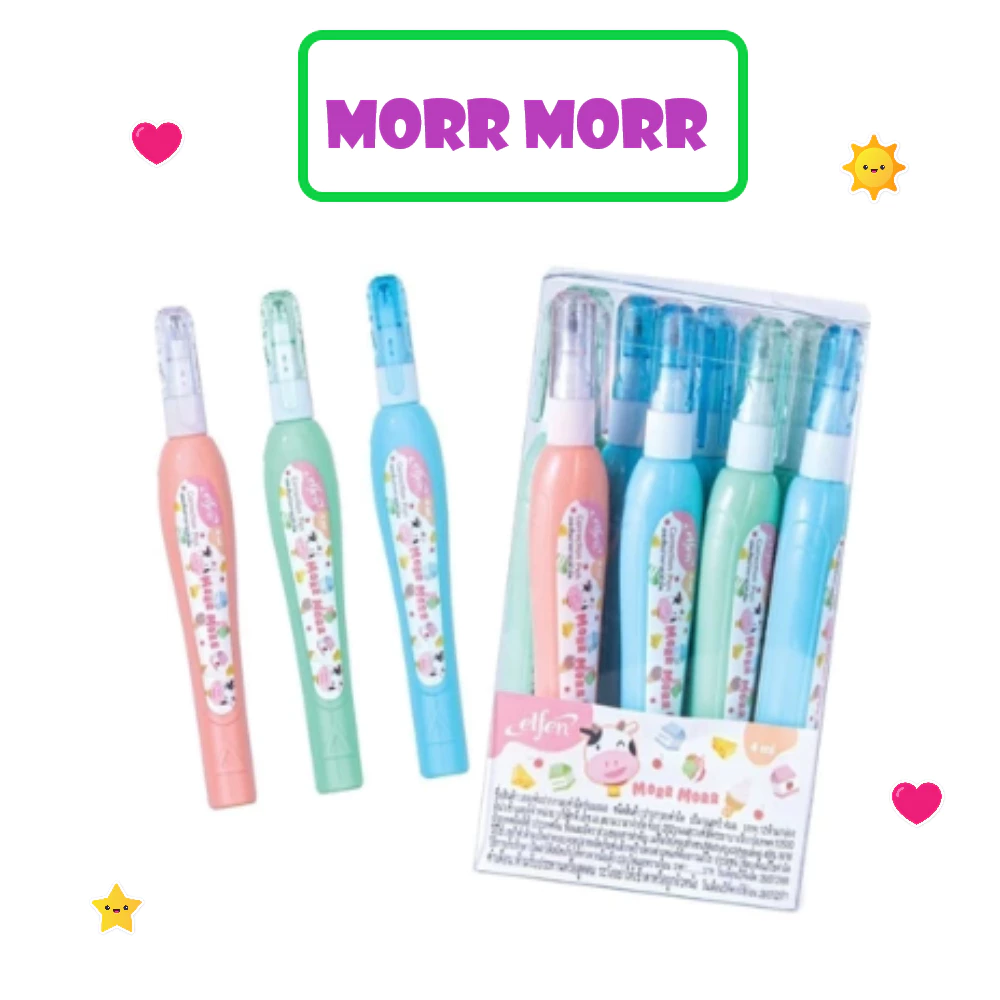 (ยกโหล)..น้ำยาลบคำผิด,ปากกาลบคำผิด,ลิควิด ยี่ห้อ เอลเฟ่น 4 มล. รุ่น มอมอ MORR (1โหล=12ชิ้น)
