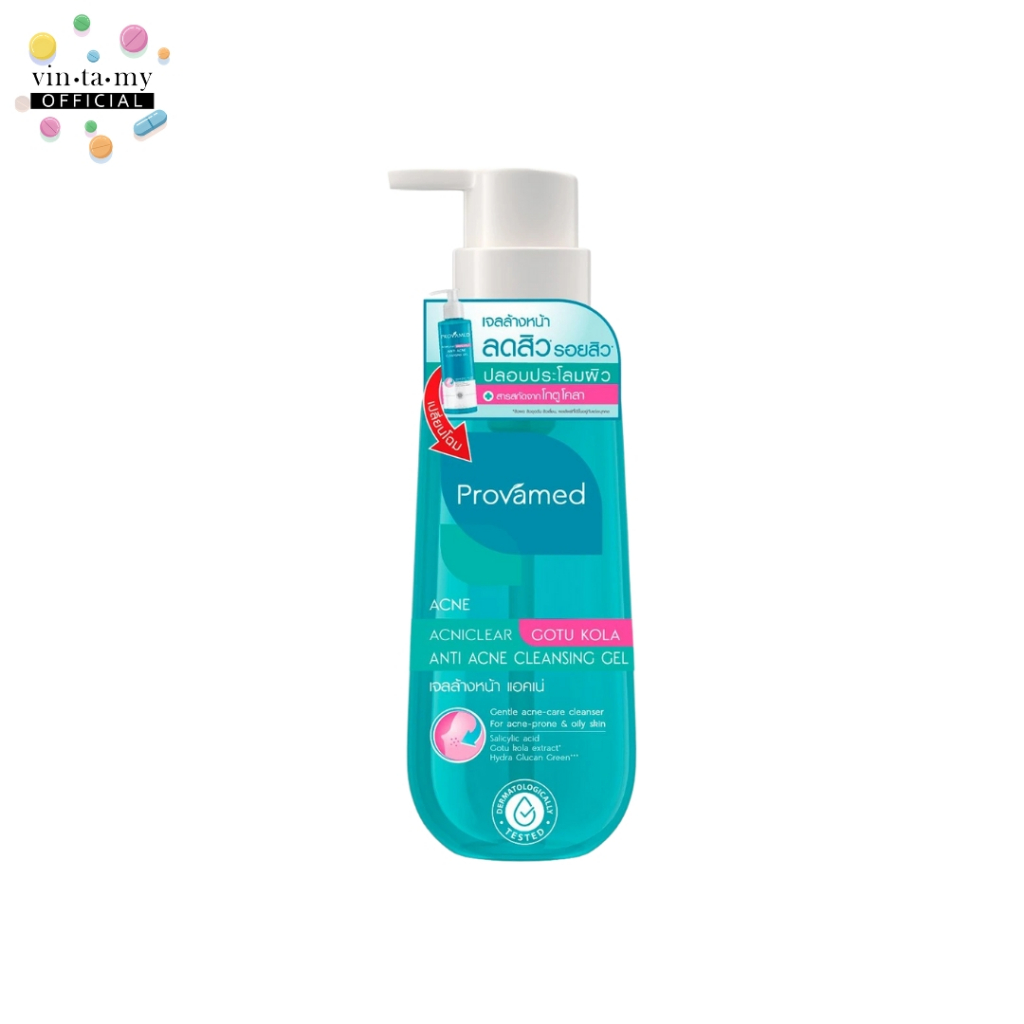 เจลล้างหน้าลดสิว Provamed(โปรวาเมด) Acniclear Gotu Kola Acne Cleansing Gel ขนาด 120 มล.