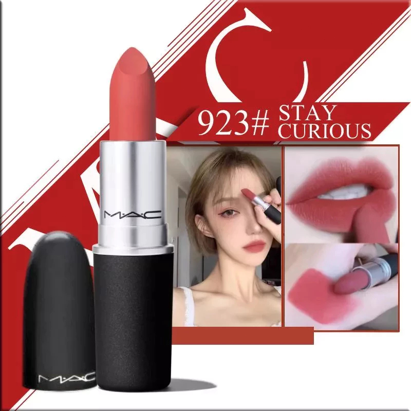 GlowLipLab M.A.C Powder Kiss Lipstick Satin Lipstick MAC ลิปสติกเนื้อแมตต์ติดทนสูงสุด lip mac แท้#508#314