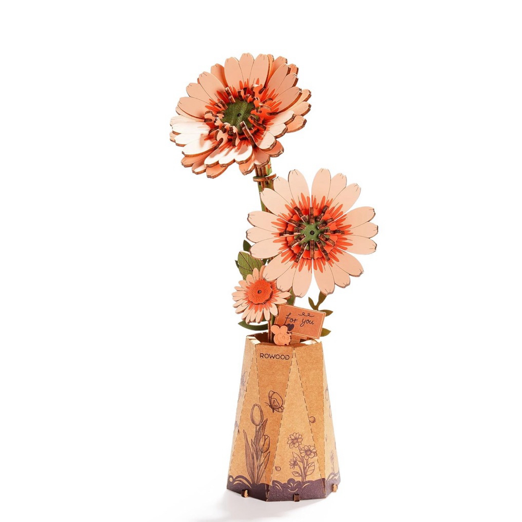 โมเดล DIY ประกอบเอง Rowood Artificial Flowers Gerbera Daisy ดอกเดซี่สีส้ม English version
