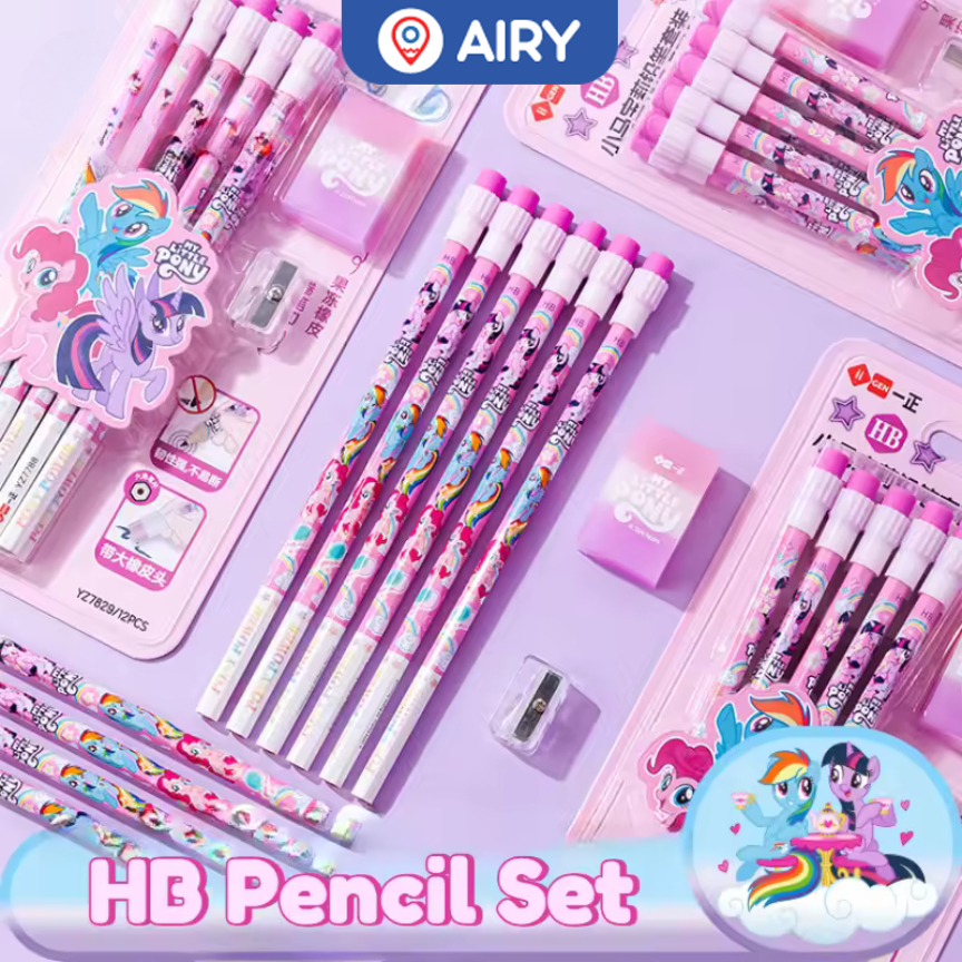 ชุดเครื่องเขียน ลายการ์ตูนโพนี My Little Pony รุ่น YZ7829 พิงกี้พาย ดินสอ ยางลบ กบเหลา ลิขสิทธิ์แท้