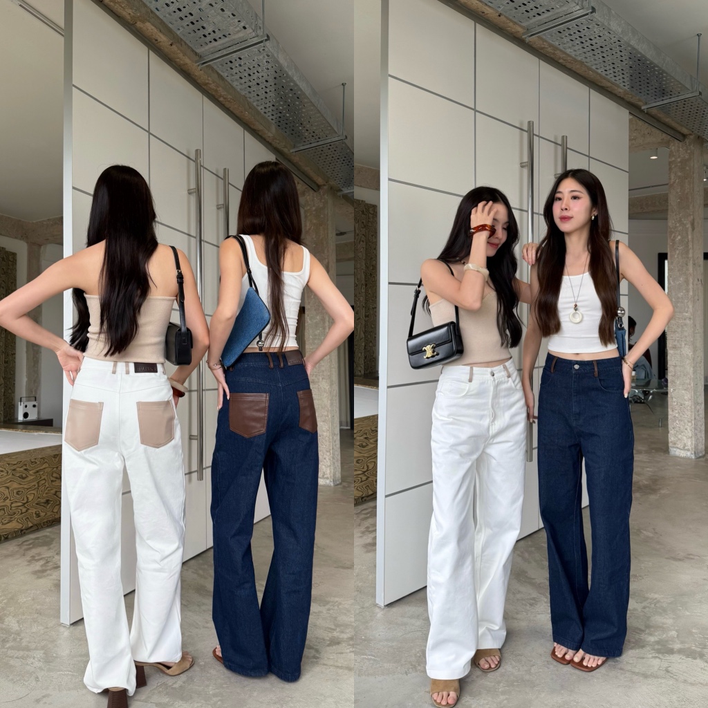 MALIMAYS - Jamie Leather Jeans กางเกงยีนส์กระเป๋าหนัง